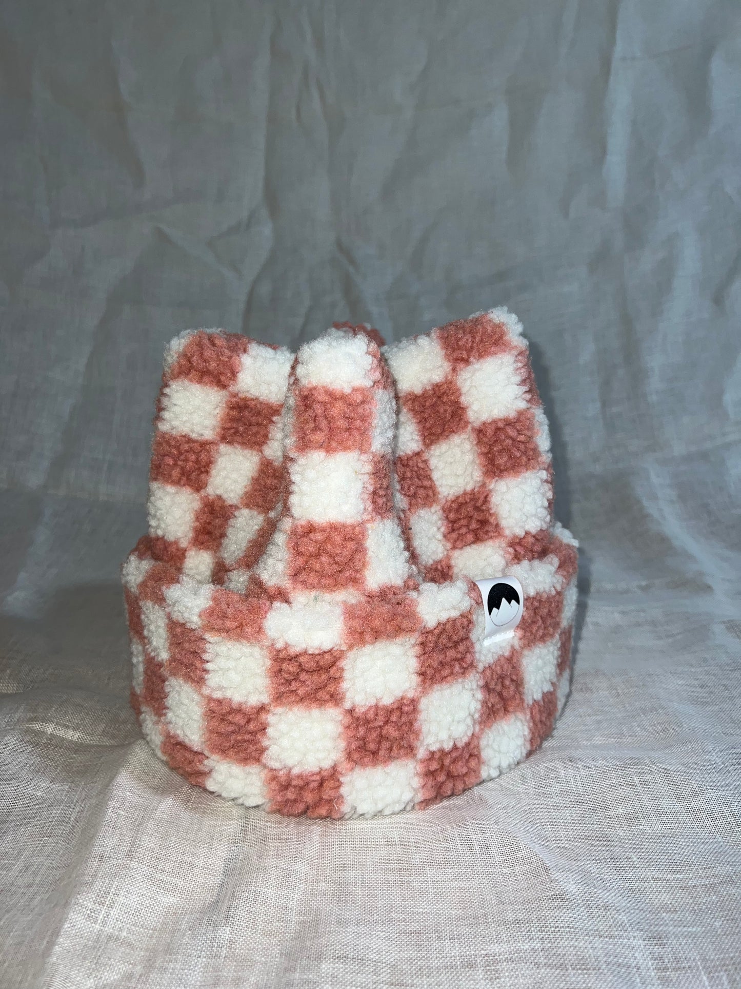 Peach & White Chequered Sherpa