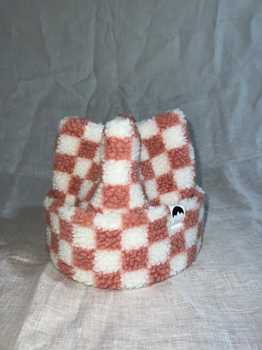 Peach & White Chequered Sherpa